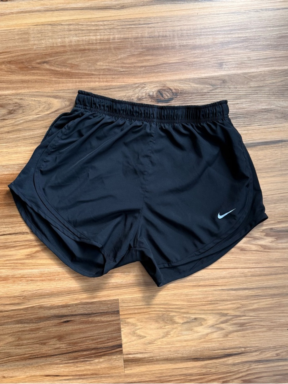 Nike Women’s Black Athletic Running Shorts with White Swoosh